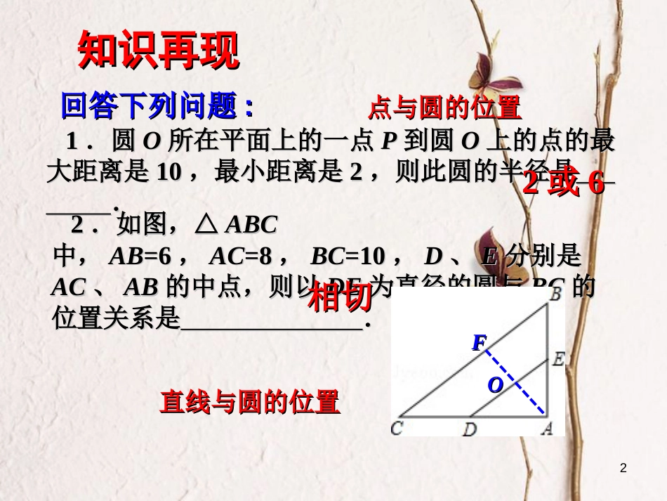 中考数学 第21讲 与圆有关的位置复习课件 （新版）北师大版[共18页]_第2页