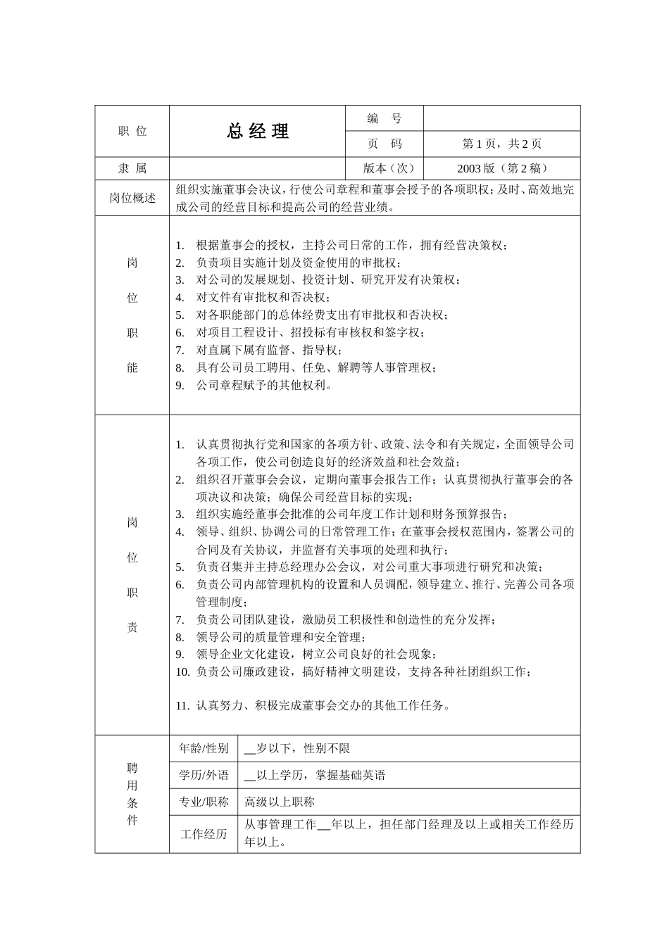 环保工程公司岗位职责 岗位职责方案二_第2页