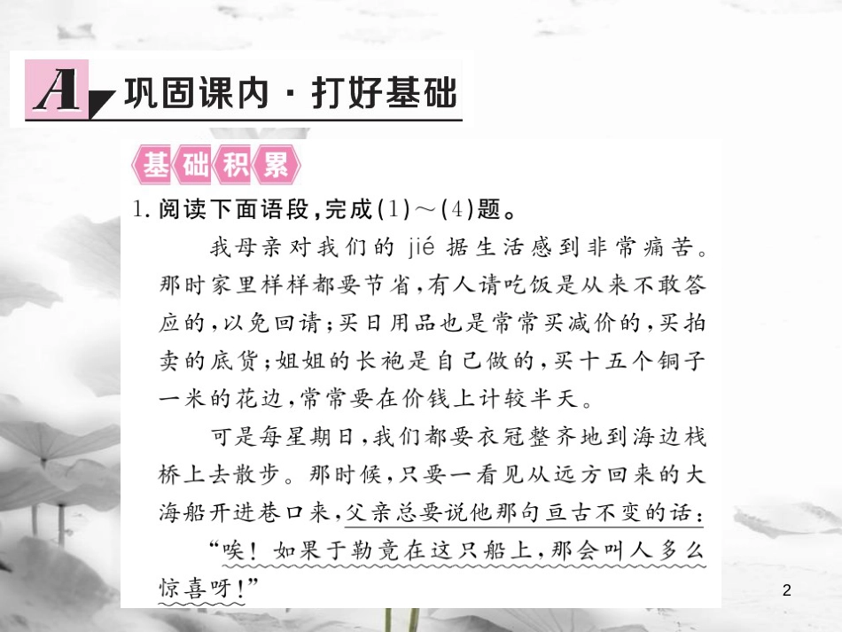 安徽省九年级语文上册 第三单元 11 我的叔叔于勒习题讲评课件 新人教版[共24页]_第2页