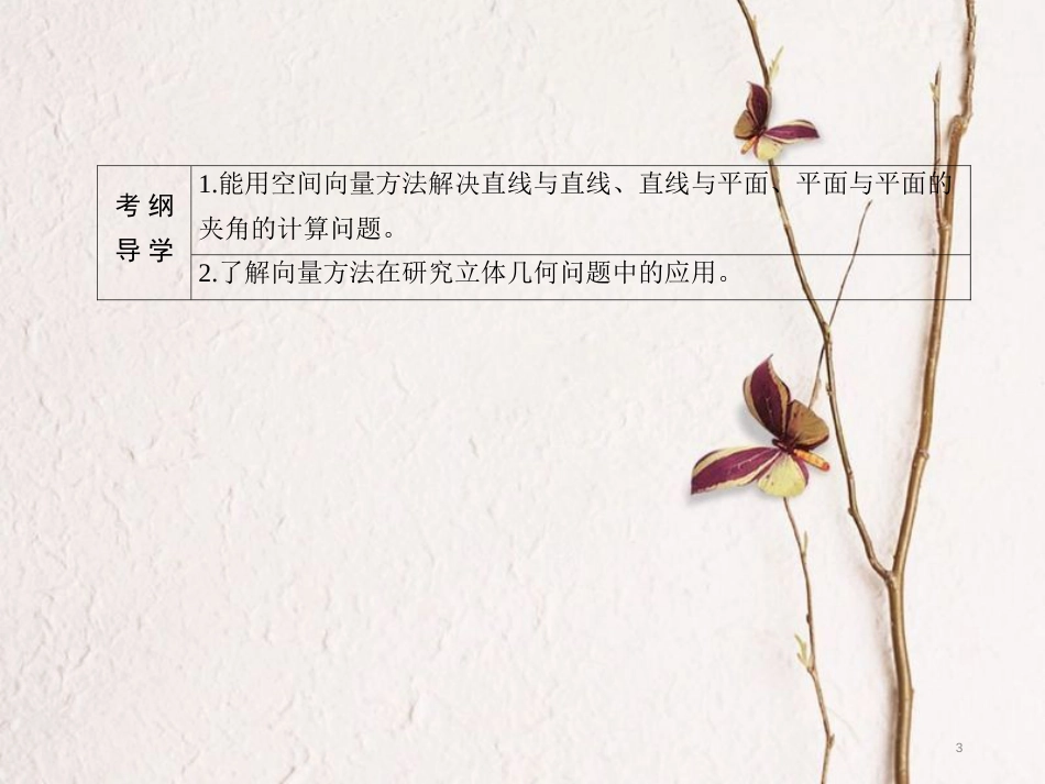 高三数学一轮总复习 第七章 立体几何 7.8 立体几何中的向量方法(二)——求空间角与距离课件_第3页