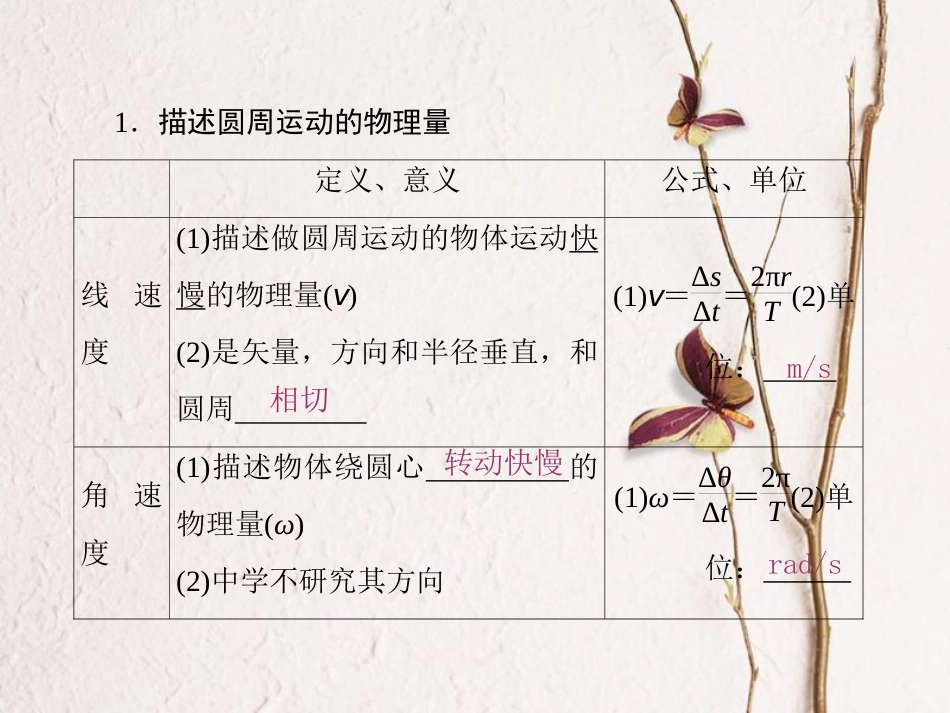 （新课标）高考物理一轮复习 第四章 曲线运动 万有引力与航天 第3讲 圆周运动课件_第2页