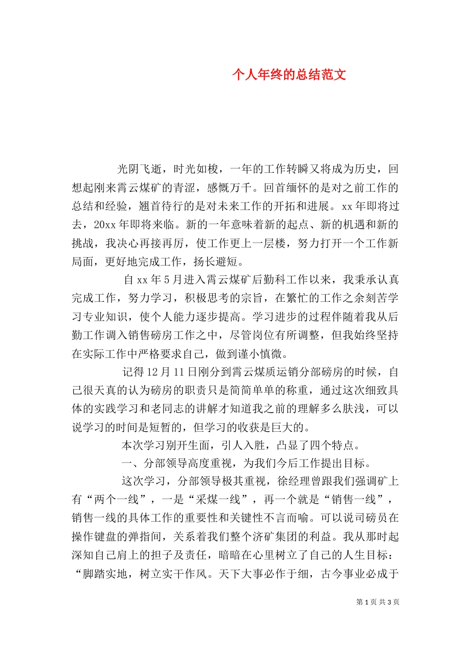 个人年终的总结范文_第1页
