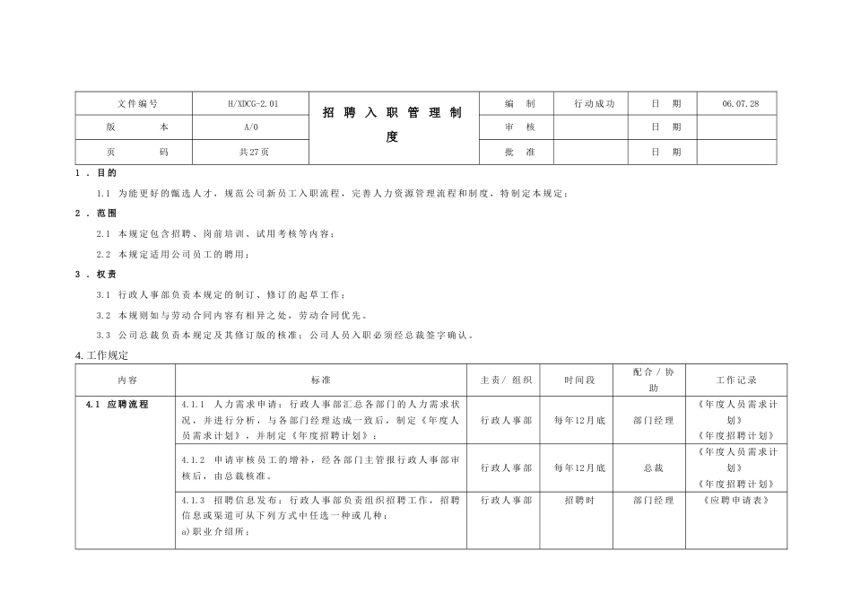 国际教育集团行政人力资源制度 人力资源制度招聘入职管理制度_第1页