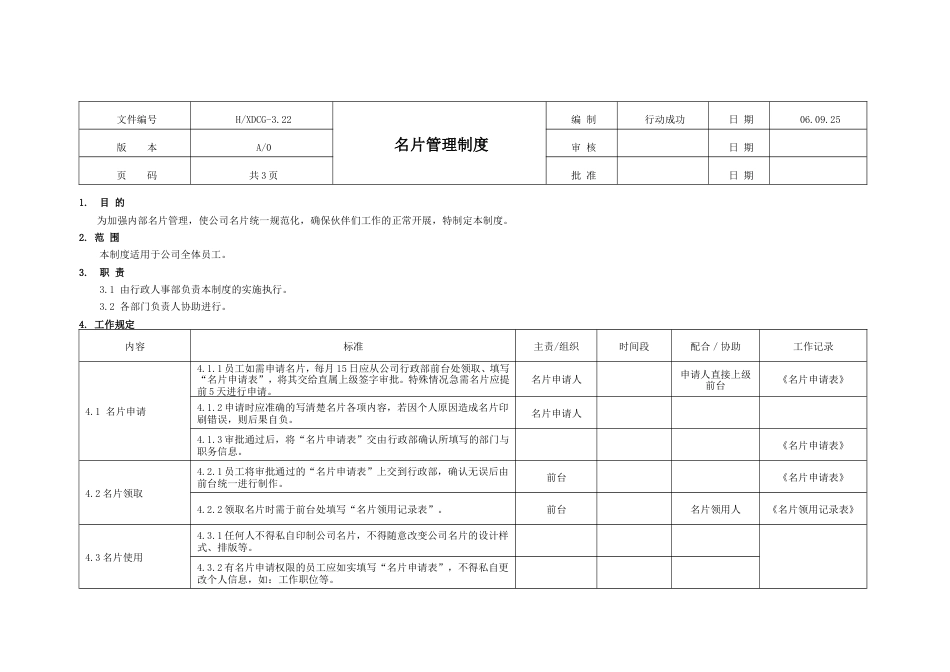 国际教育集团行政人力资源制度 行政制度名片管理管理22_第1页