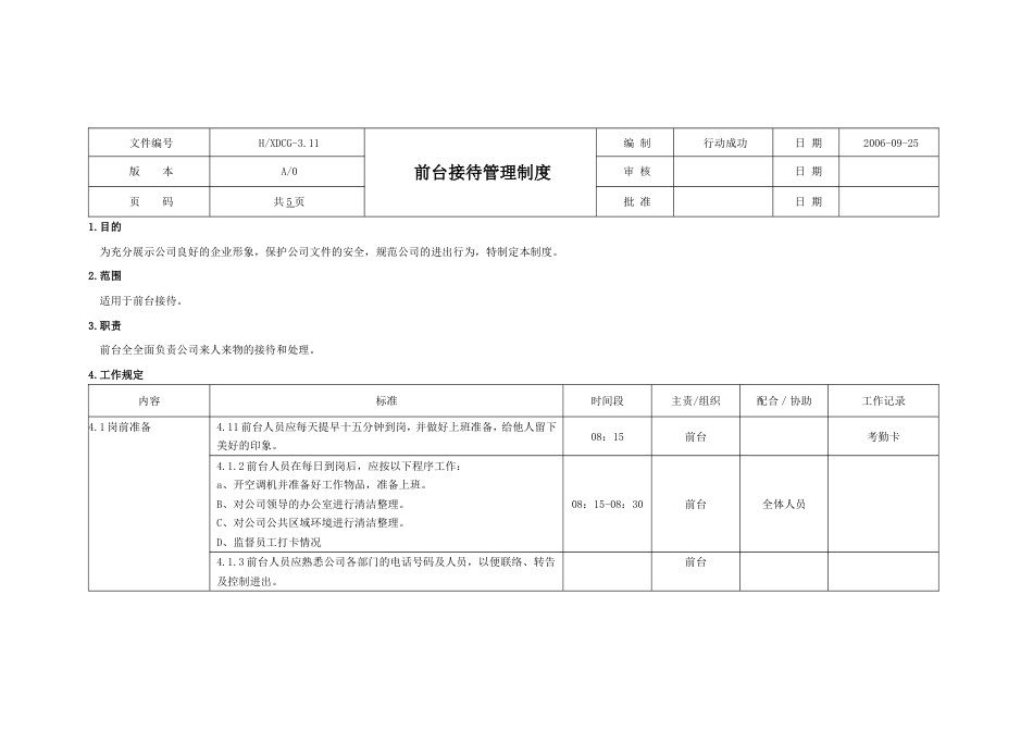 国际教育集团行政人力资源制度 行政制度前台接待管理11_第1页