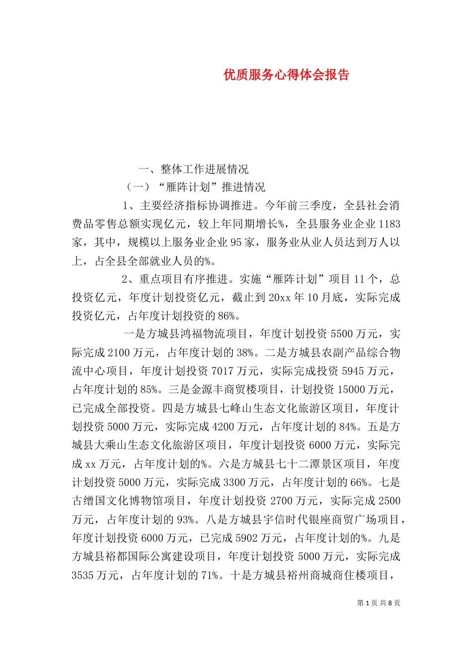 优质服务心得体会报告（三）_第1页