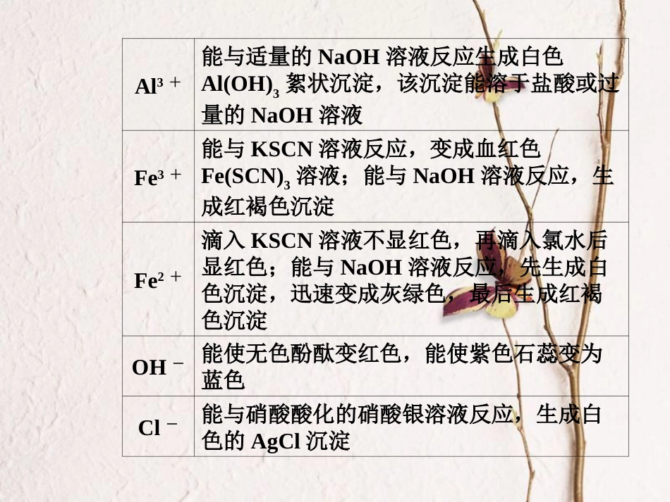 高三化学 第二章 专题四 离子反应 考点3 常见离子的检验离子共存课件[共29页]_第3页