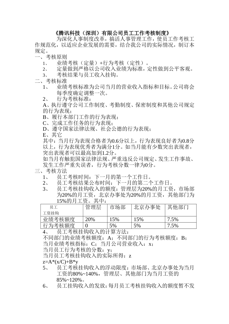 人事管理制度 工作考核制度_第2页