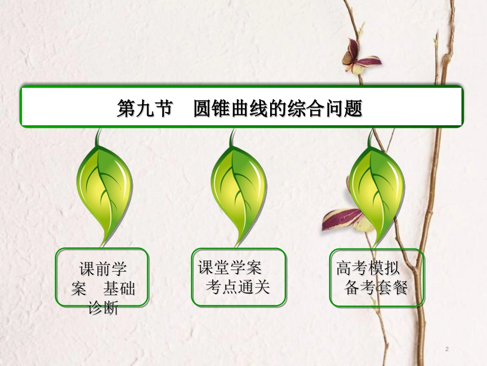 高三数学一轮总复习 第八章 解析几何 8.9 圆锥曲线的综合问题课件_第2页