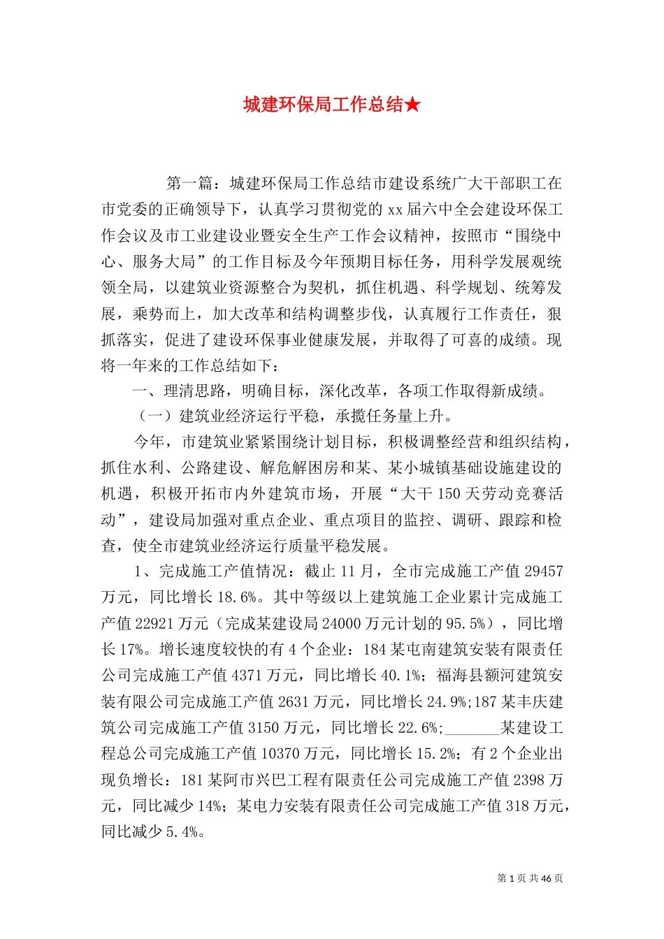 城建环保局工作总结★_第1页