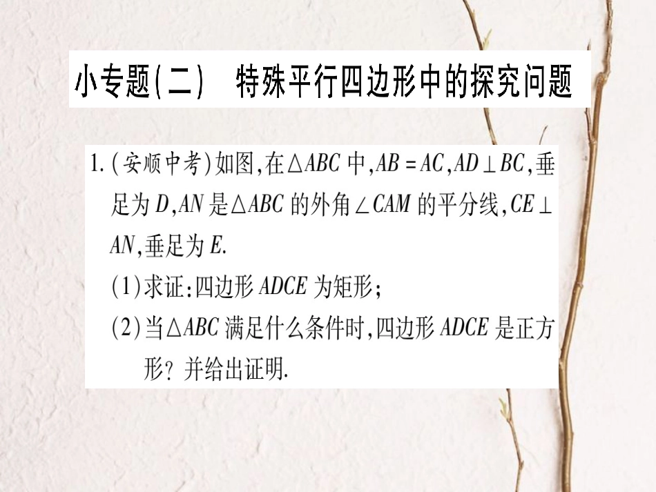 九年级数学上册 小专题（二）特殊平行四边形中的探究问题课件 （新版）北师大版_第1页