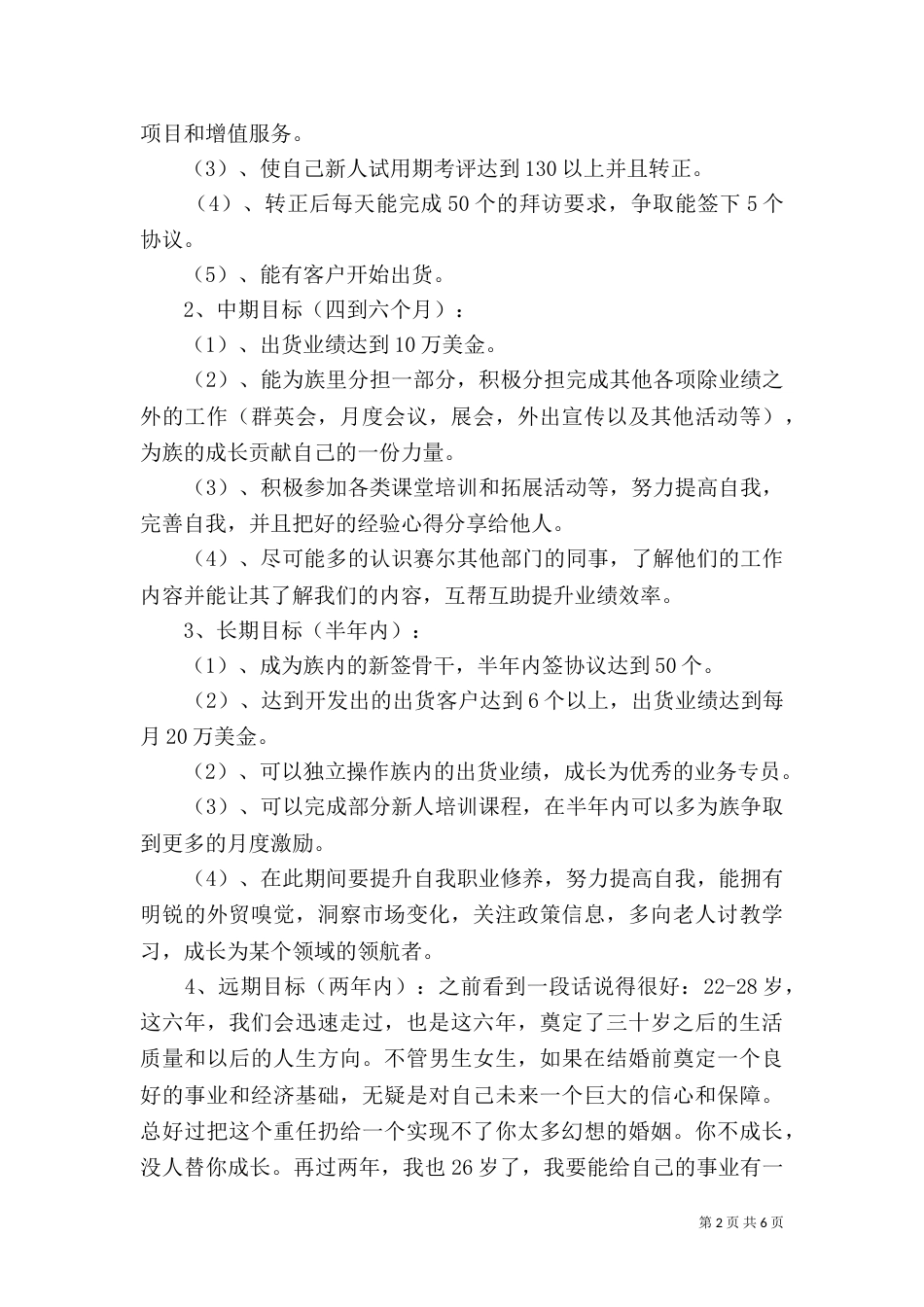 职业目标或规划范文_第2页