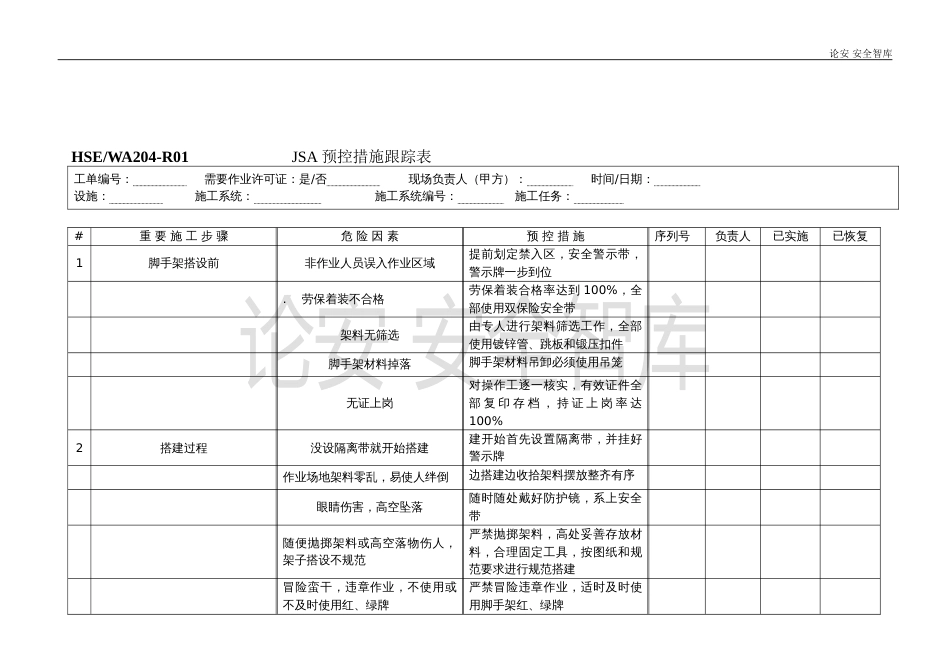 JSA作业安全分析表格（6页）_第3页