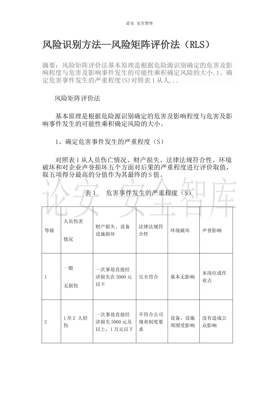 LS矩阵风险识别分析法（5页）_第1页