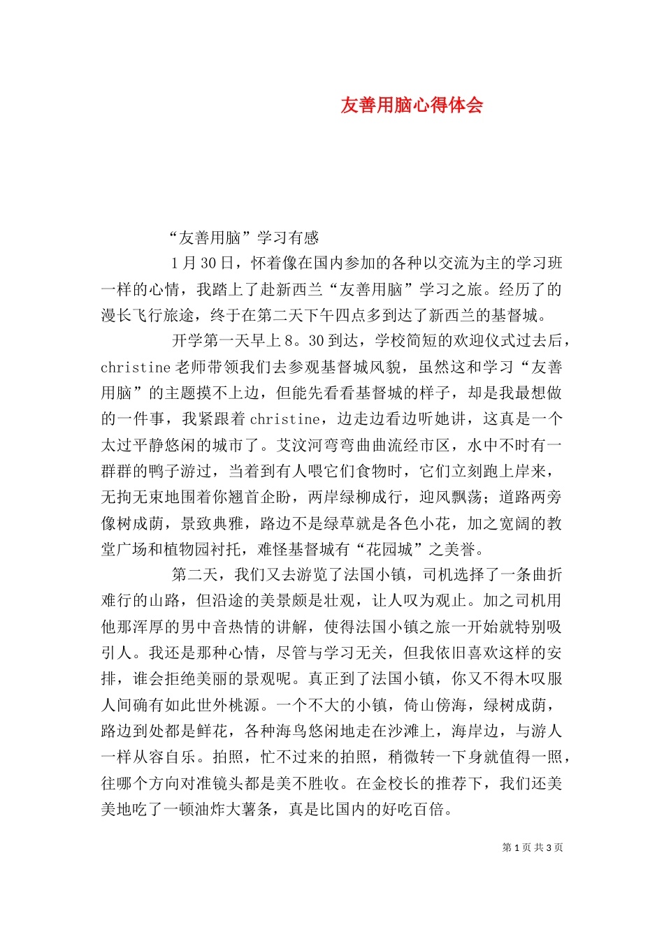 友善用脑心得体会（一）_第1页