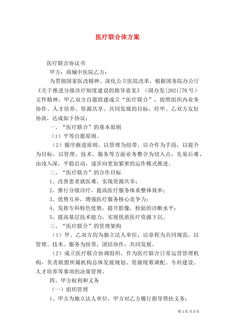 医疗联合体方案（三）_第1页