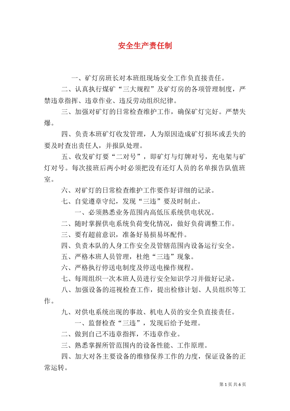 安全生产责任制（十）_第1页