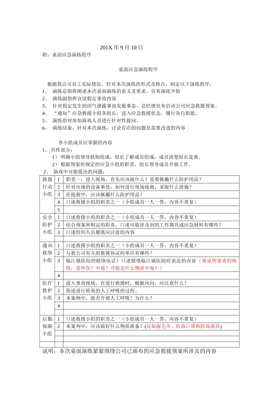 【桌面推演】危险化学品应急救援桌面演练方案（3页）_第2页