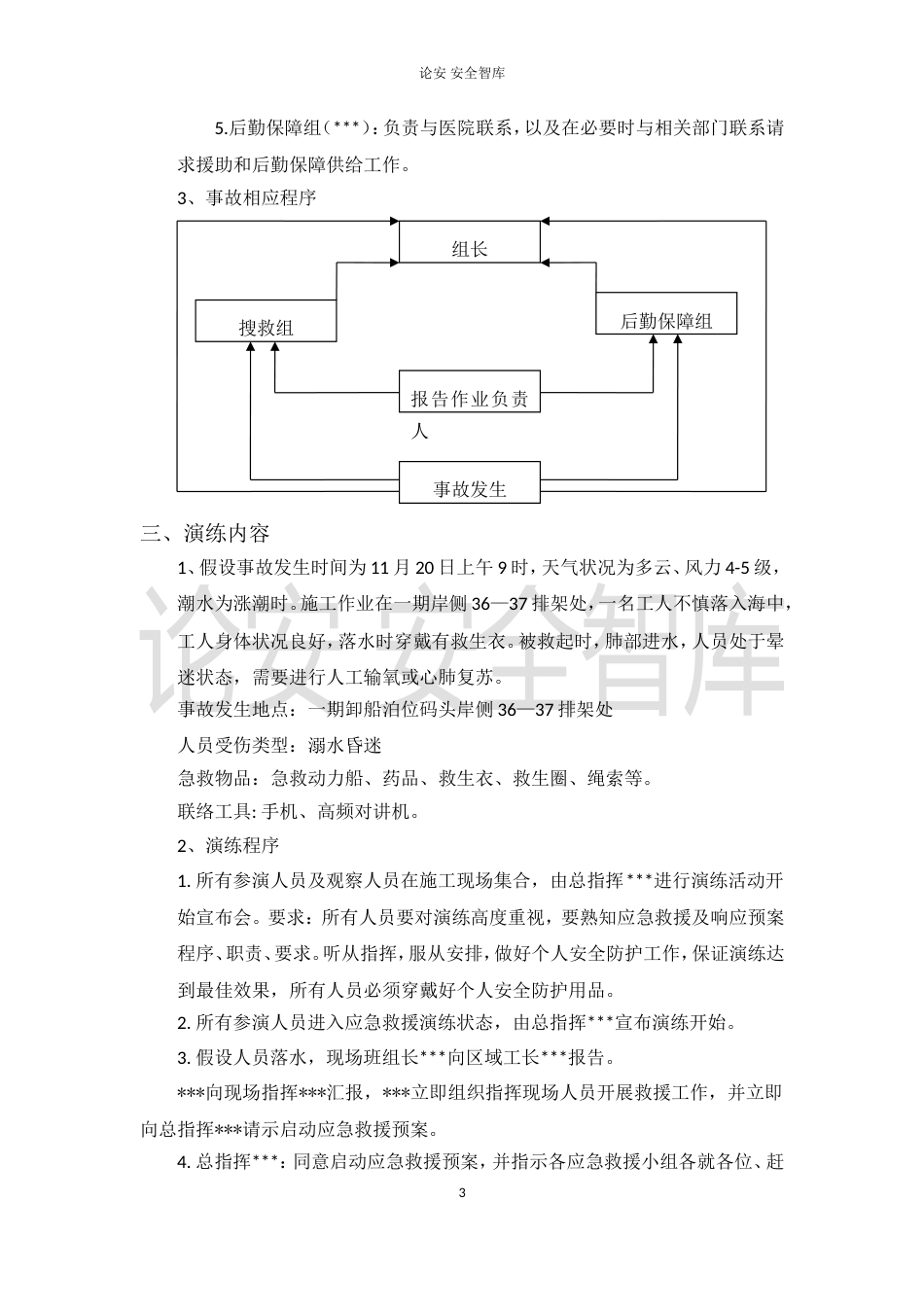 【演练方案】海上作业人员落水应急演练方案（10页）_第3页