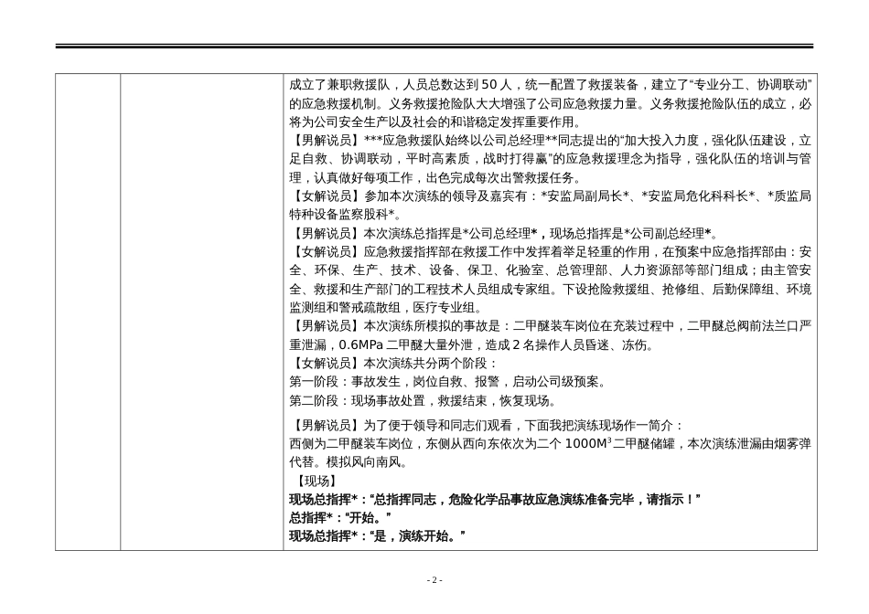 【演练方案】危险化学品泄露事故应急救援演练方案（9页）_第2页