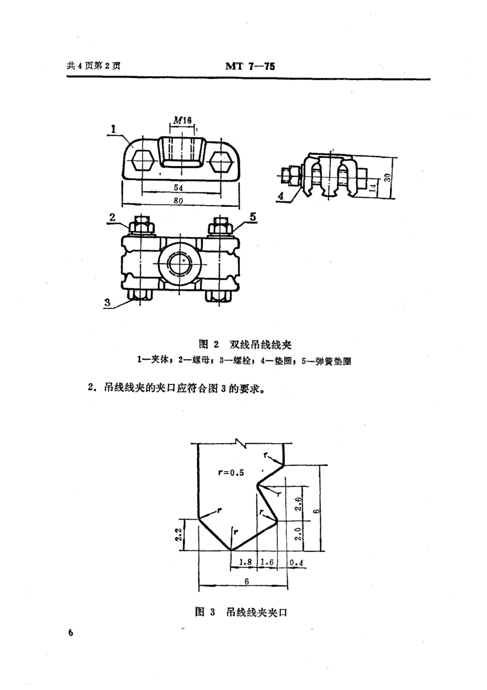 MT 7-1975 矿山窄轨牵引网路吊线线夹_第2页