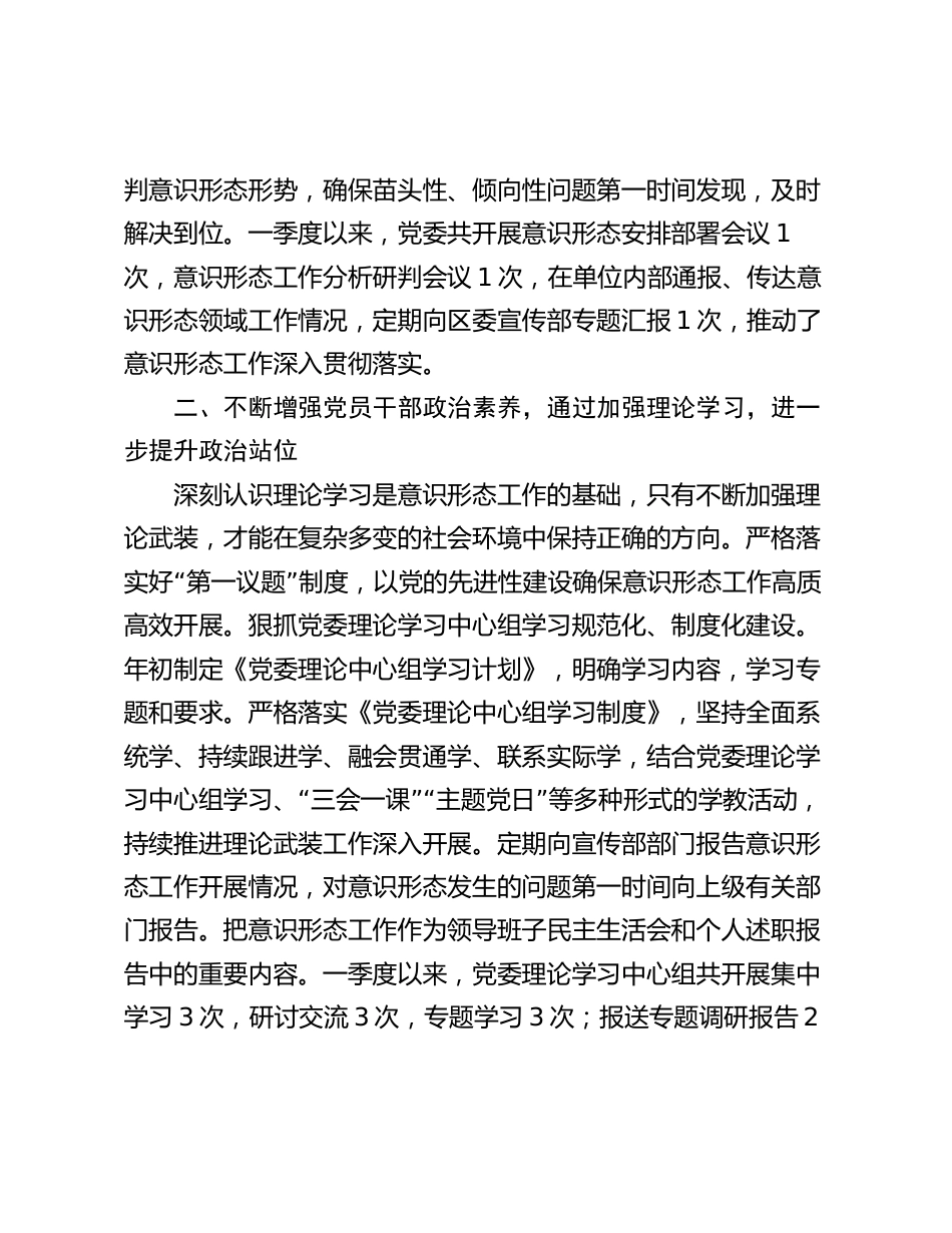 2024年第一季度意识形态工作开展情况报告_第2页