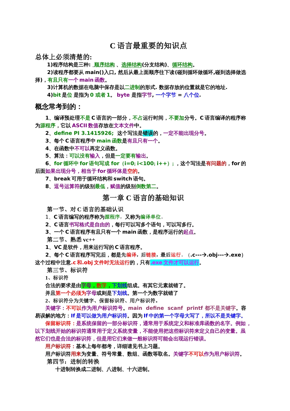 《C语言程序设计》知识点总结[11页]_第1页