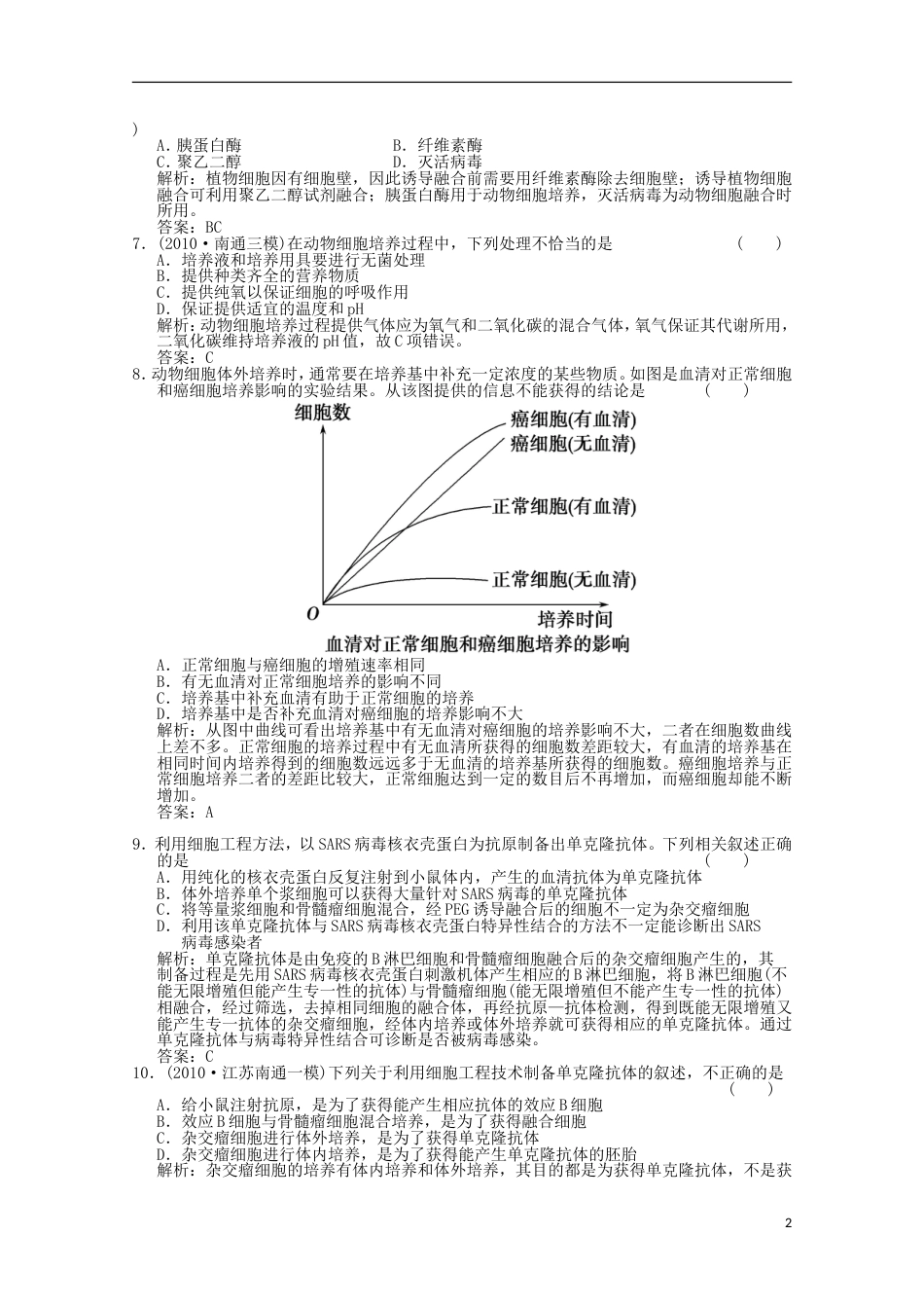 《创新设计》 2012高考生物总复习 现代生物科技专题细胞工程精品练习 选修3_第2页