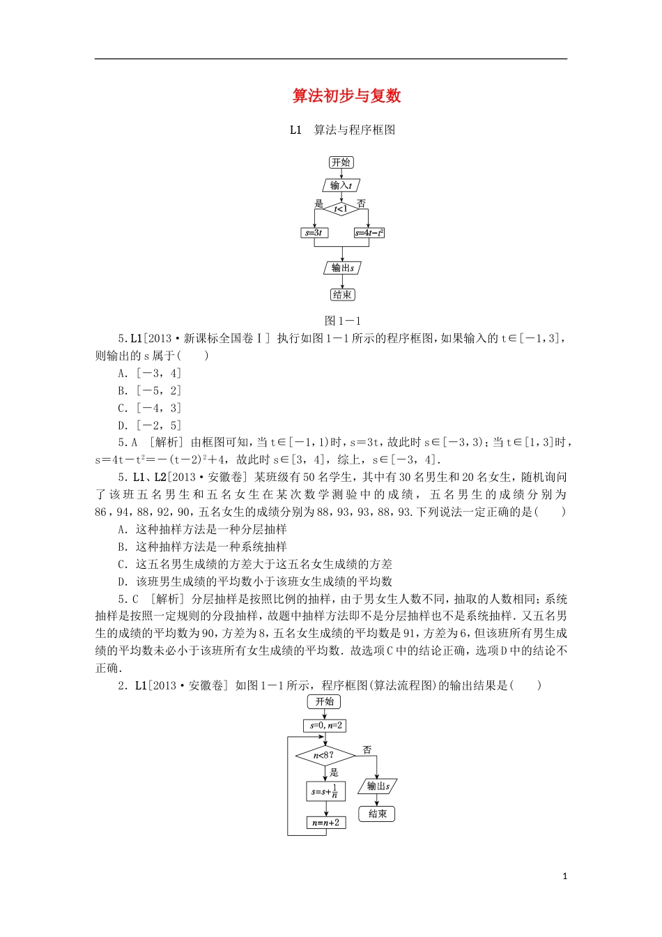 【备考】高考数学 （真题模拟新题分类汇编） 算法初步与复数 理_第1页
