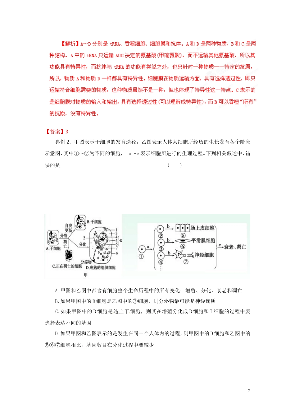 【备战】高考生物 考前30天冲刺押题系列 选择题题型解法指导之对比分析法（教师版）_第2页