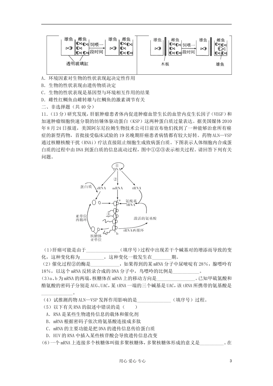 【备战高考】届高三生物一轮复习 基因的表达单元测试_第3页