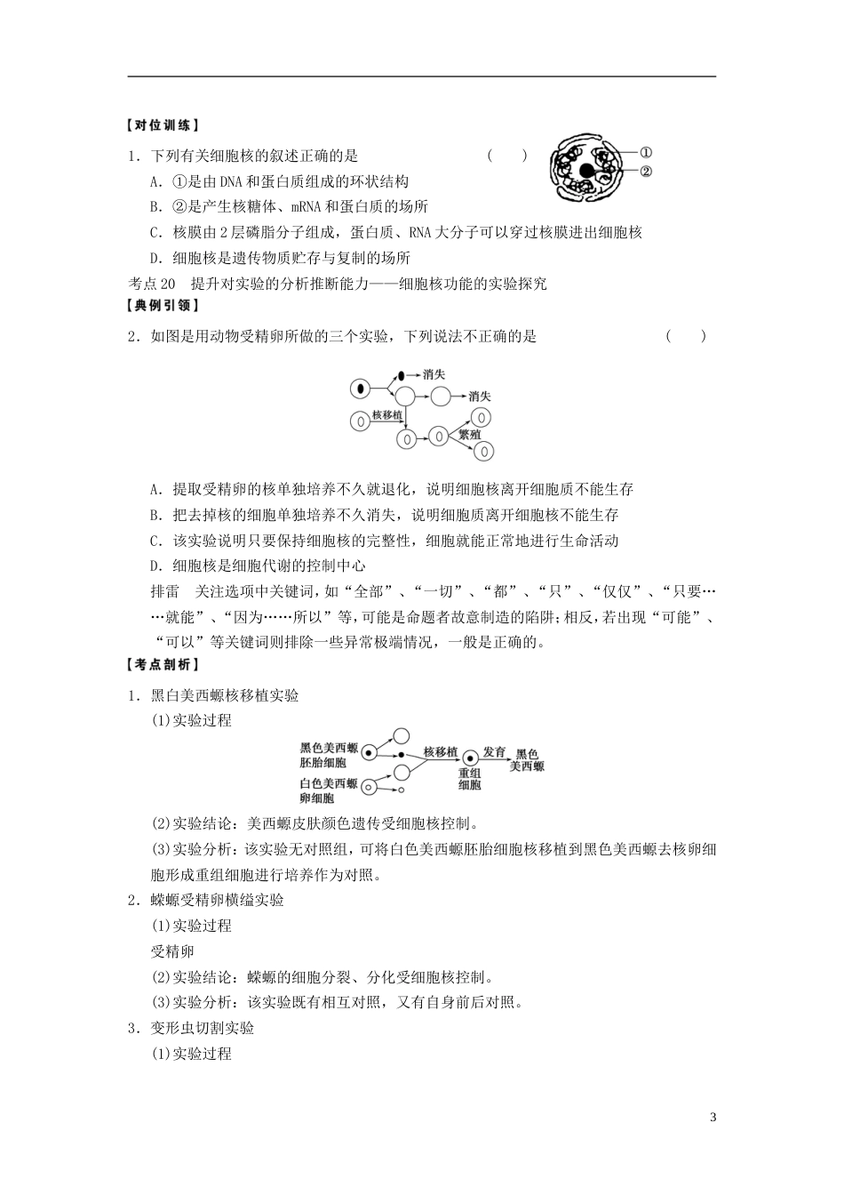 【步步高】高考生物大一轮复习 第7课时 细胞核——系统的控制中心_第3页