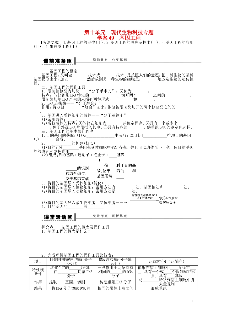 【步步高】高考生物大一轮复习 第十单元　现代生物科技专题_第1页