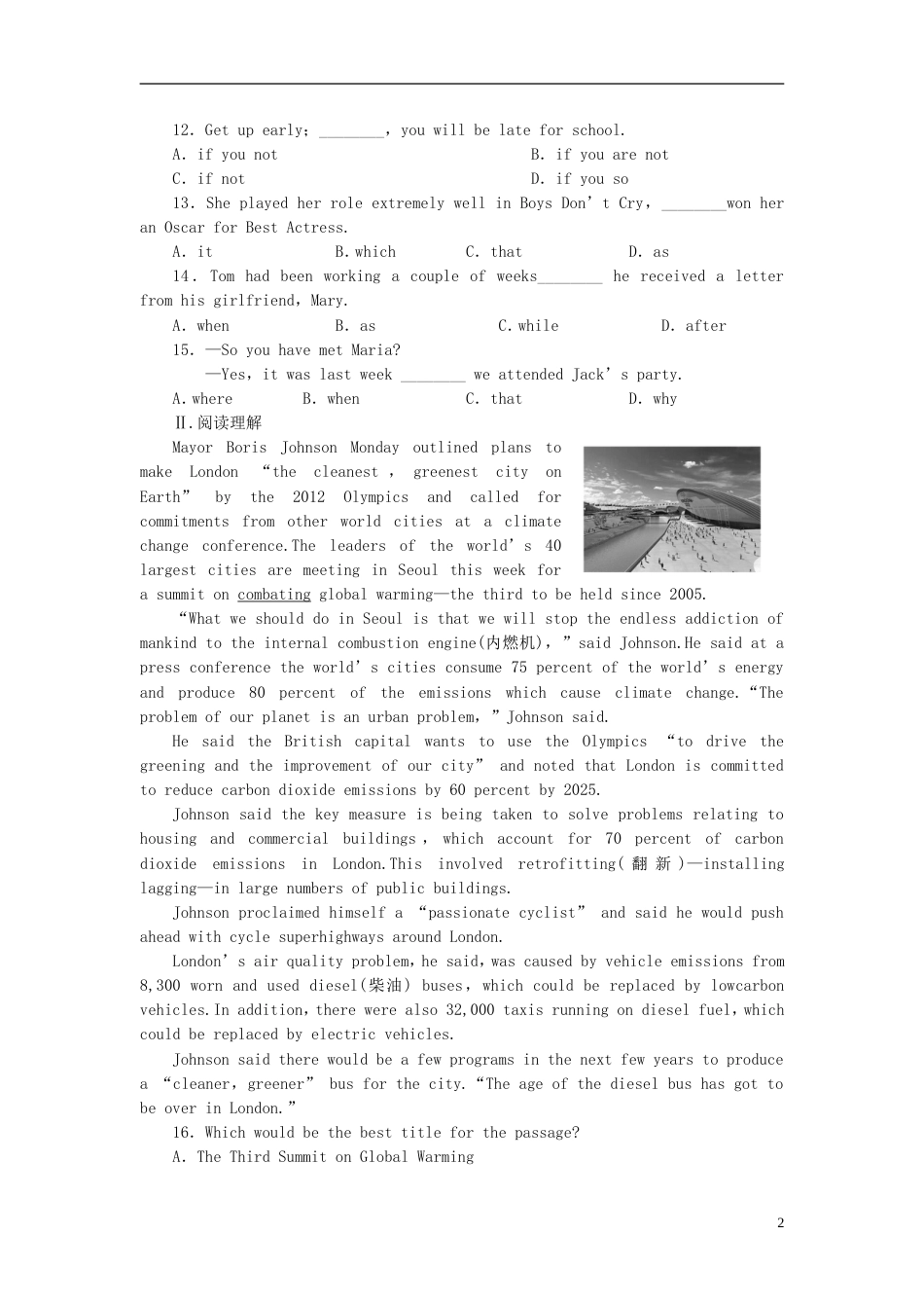 【步步高】高考英语大一轮复习 Book5 Unit 5 First aid练习 新人教版_第2页