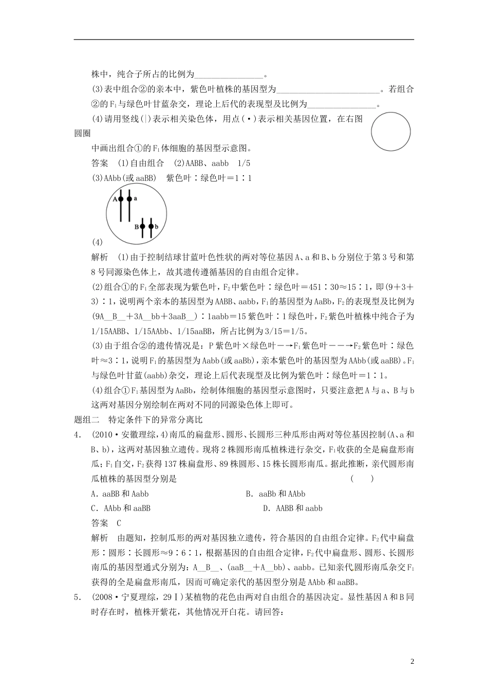 【步步高】届高考生物一轮集训 真题与练出高分 5.16孟德尔的豌豆杂交实验二 新人教版_第2页