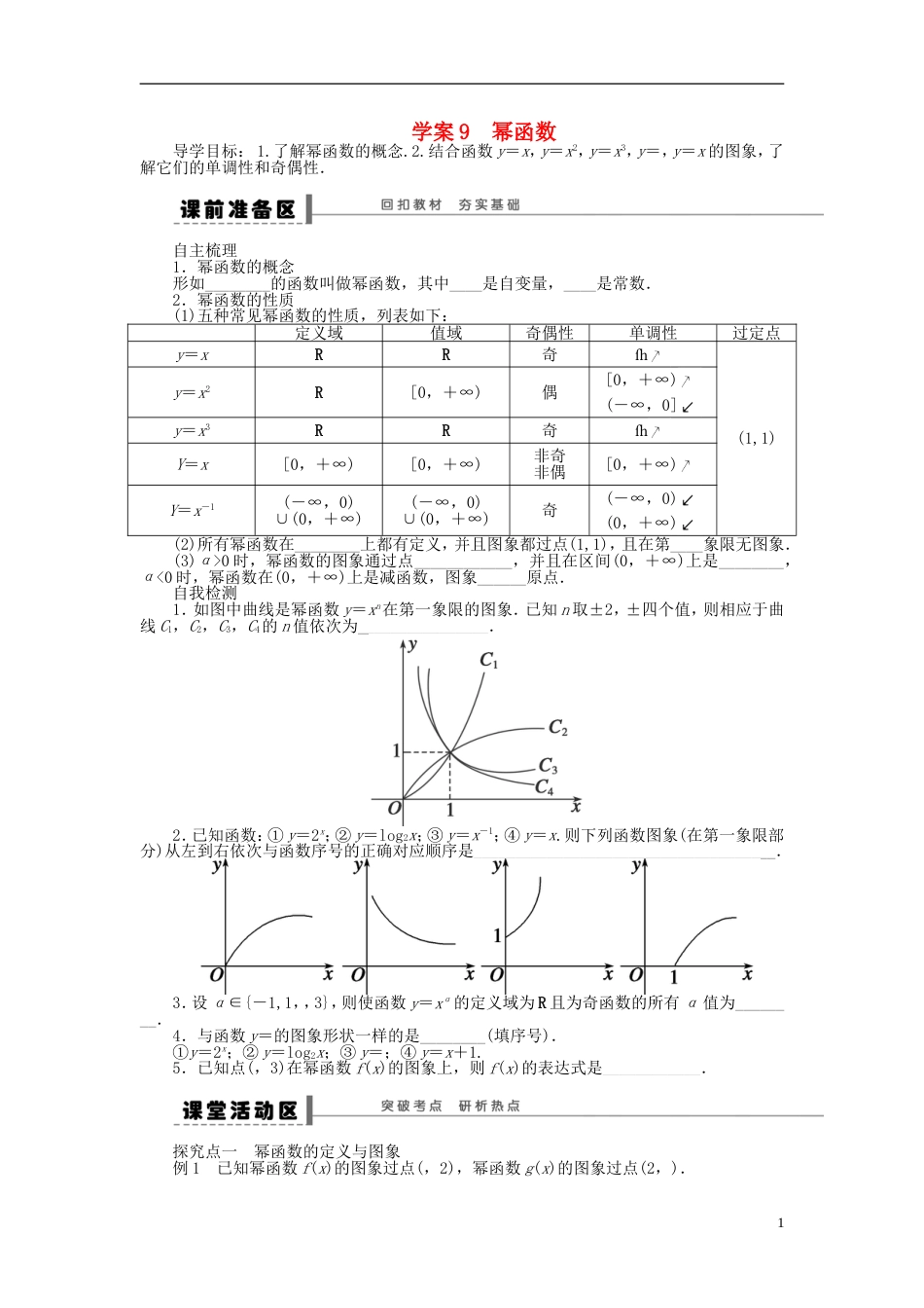 【步步高】届高三数学大一轮复习讲义 第2章 幂函数学案 苏教版_第1页