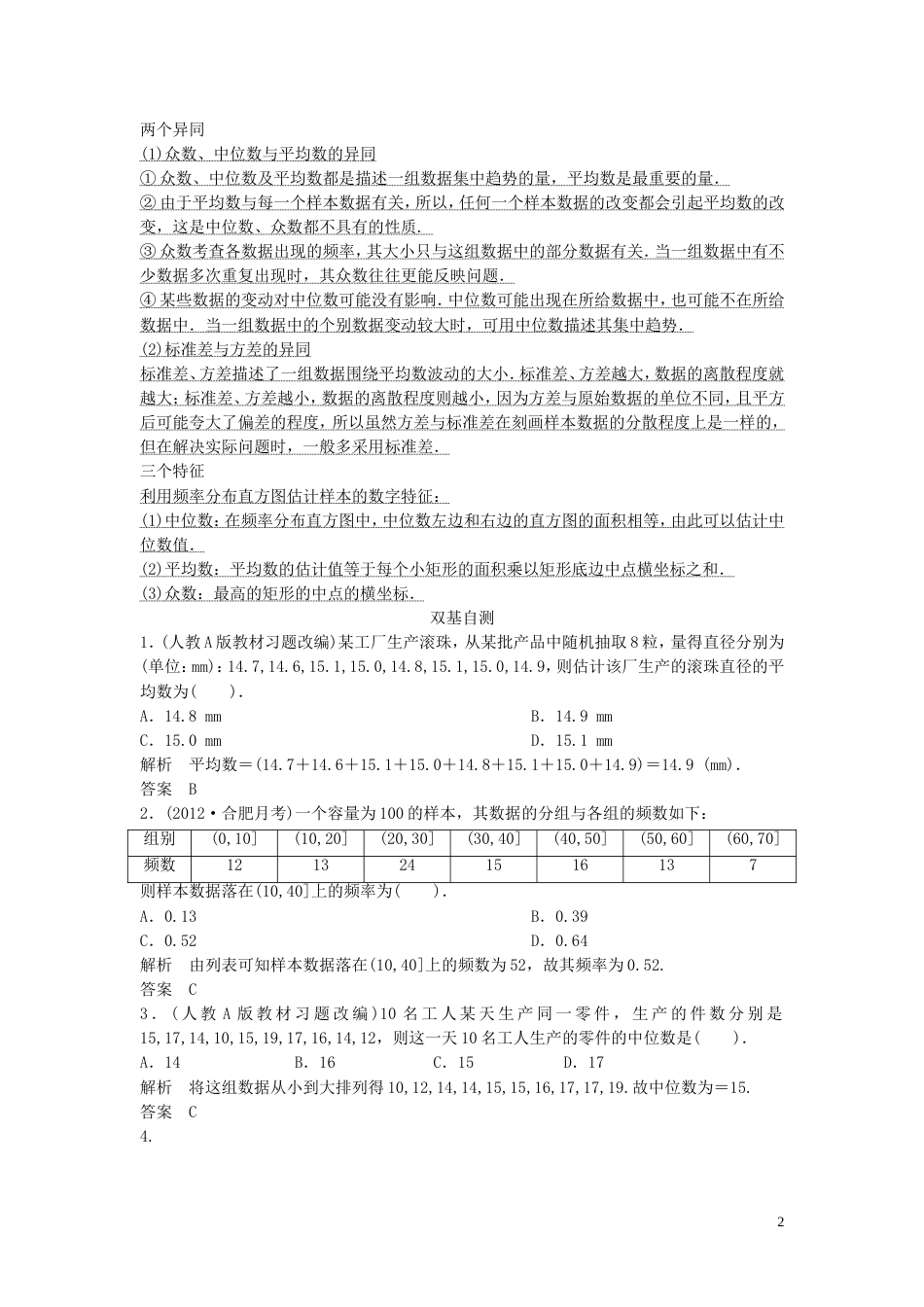 【创新方案】年高考数学一轮复习 第十篇 统计、统计案例 第2讲　用样本估计总体教案 理 新人教版_第2页
