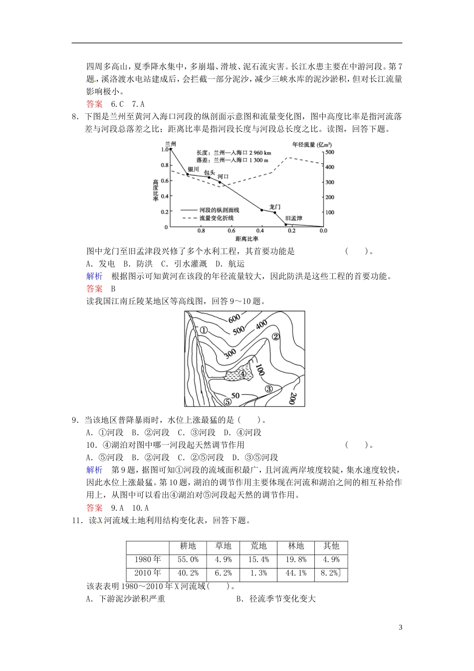 【创新设计】高考地理一轮复习 第10章 第3讲 流域综合治理与开发 以田纳西河流域为例限时规范训练 湘教版_第3页