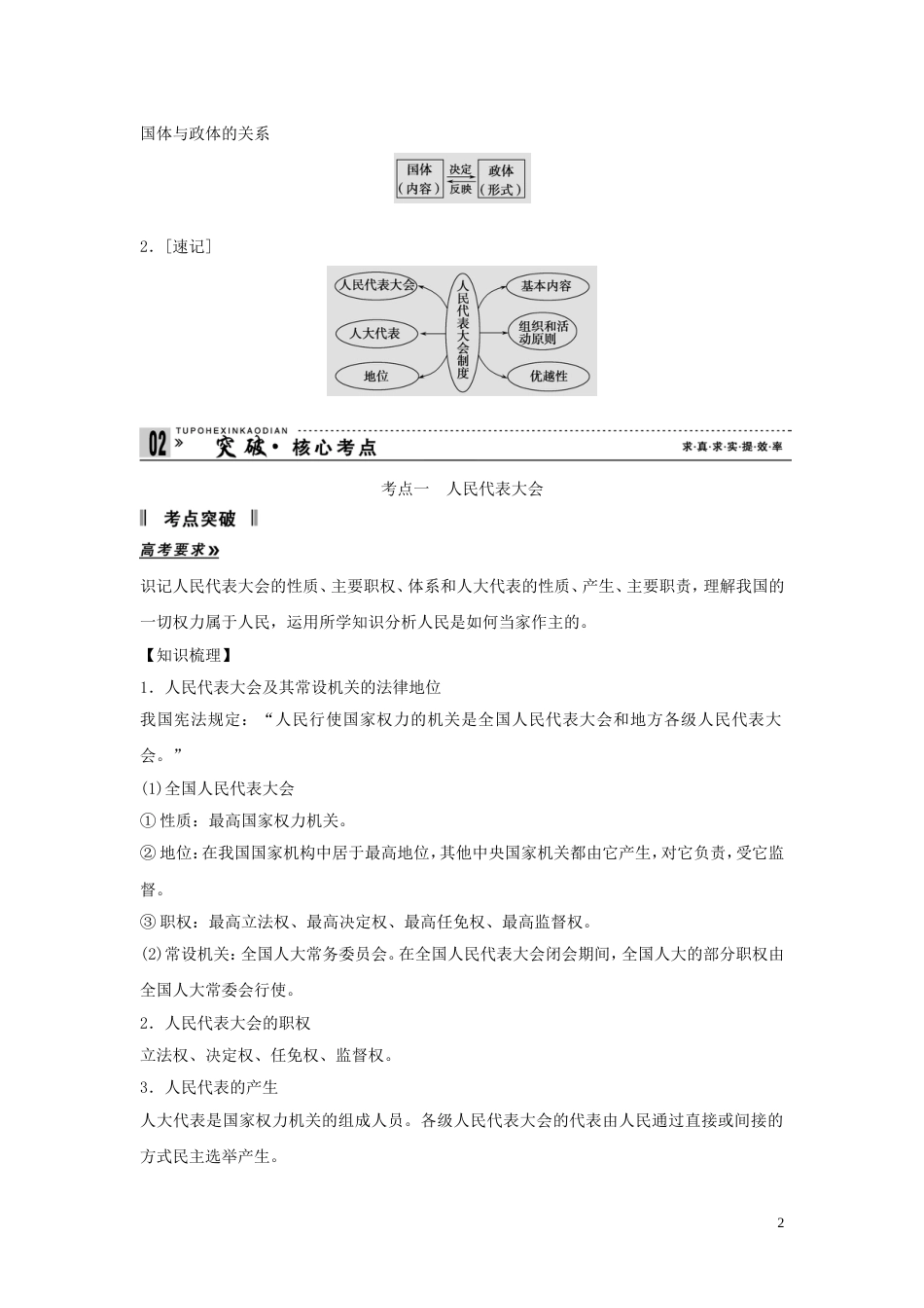 【创新设计】高考政治第一轮总复习 第三单元 第五课 我国的人民代表大会制度 新人教版必修2_第2页