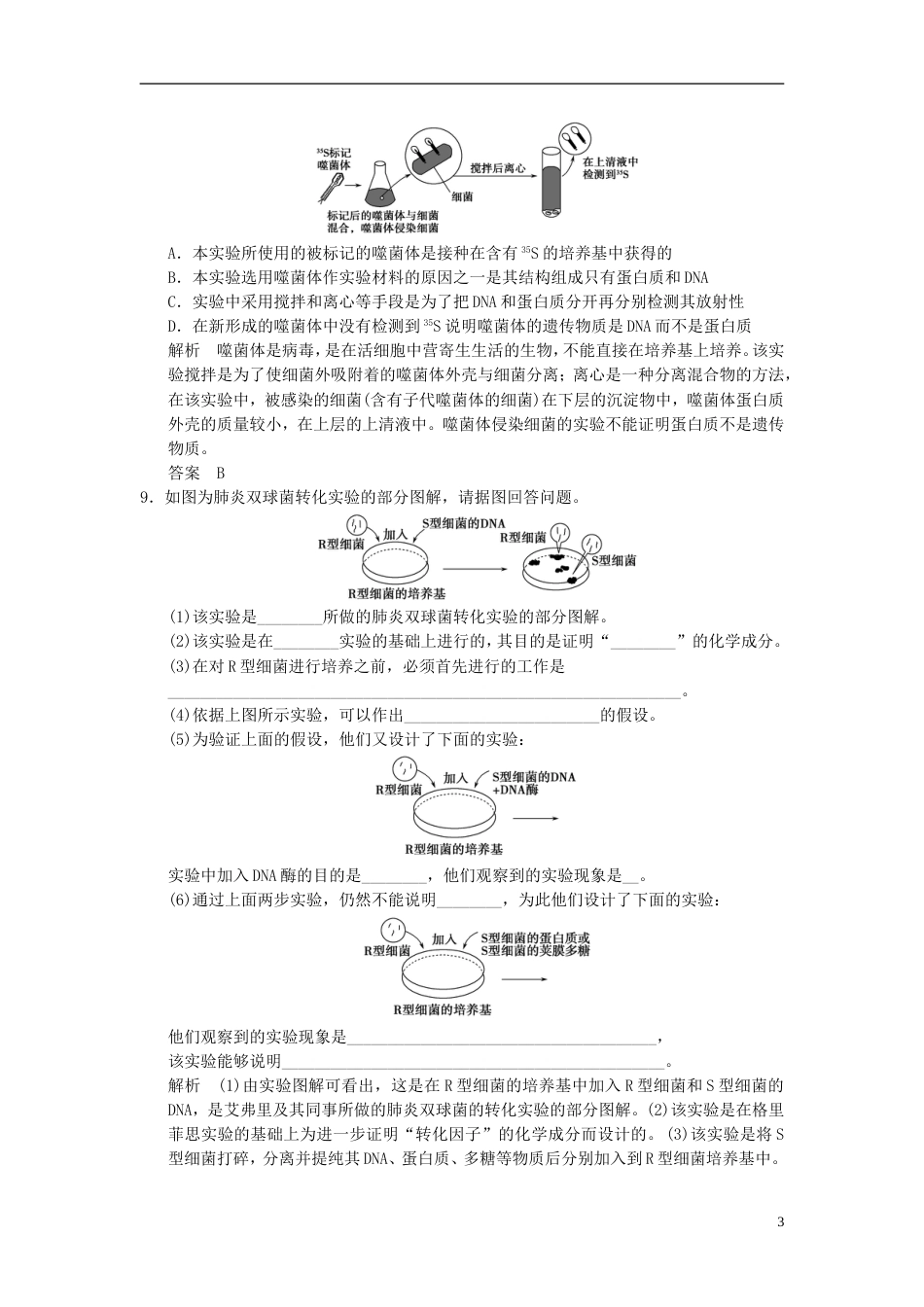 【创新设计】届高考生物一轮复习 221 DNA是主要的遗传物质限时训练_第3页