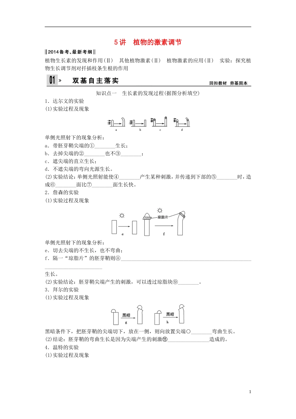 【创新设计】届高考生物一轮复习方案 15 植物的激素调节 新人教版必修3_第1页