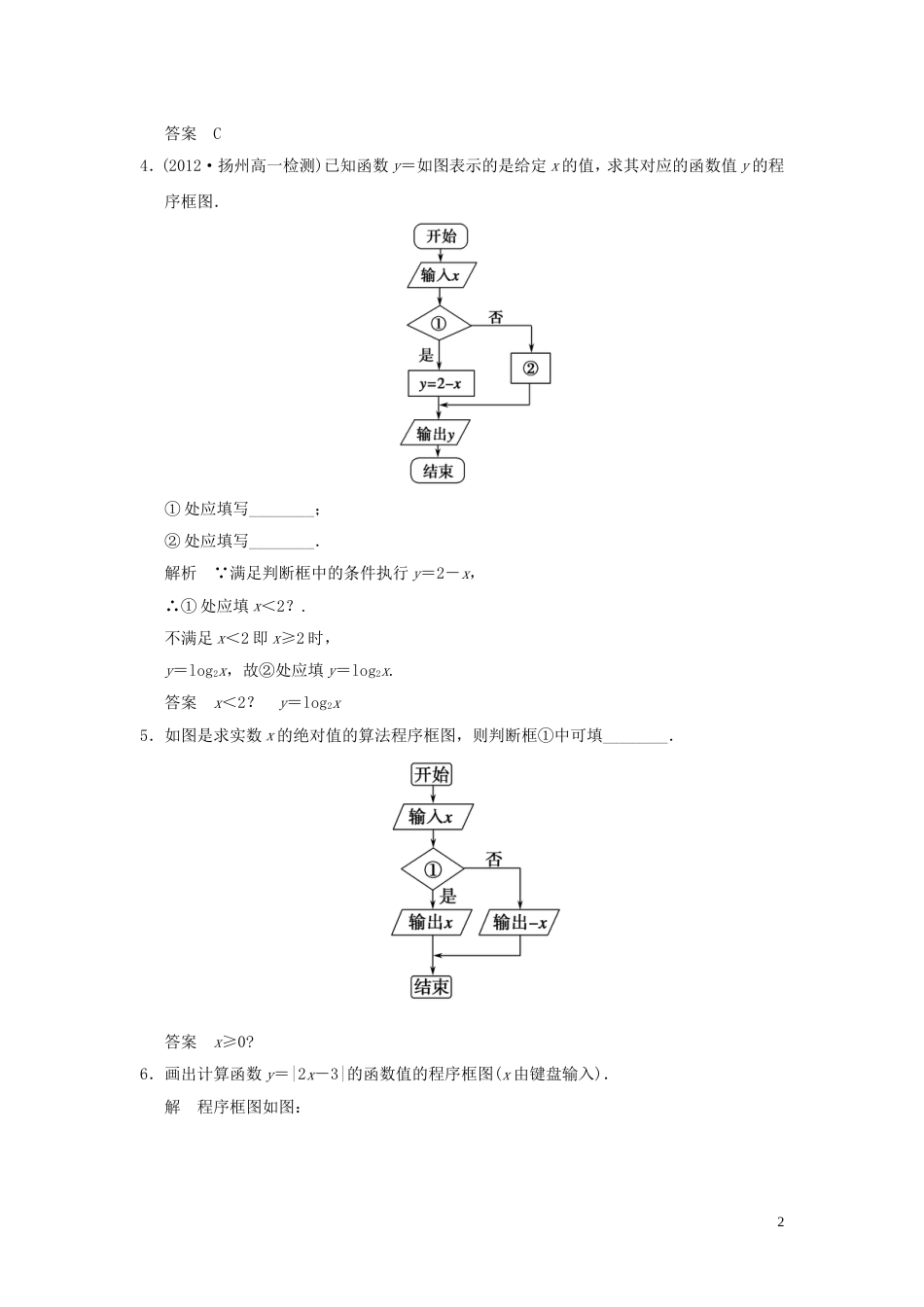 【创新设计】届高考数学 112第2课时条件结构配套训练 新人教A版必修3_第2页