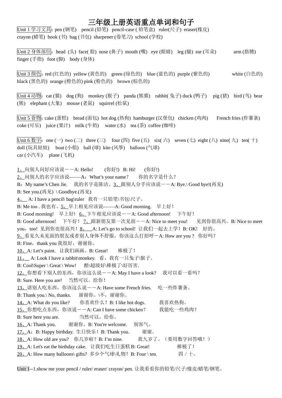 PEP小学三年级到六年级英语知识点汇总精版[28页]_第1页