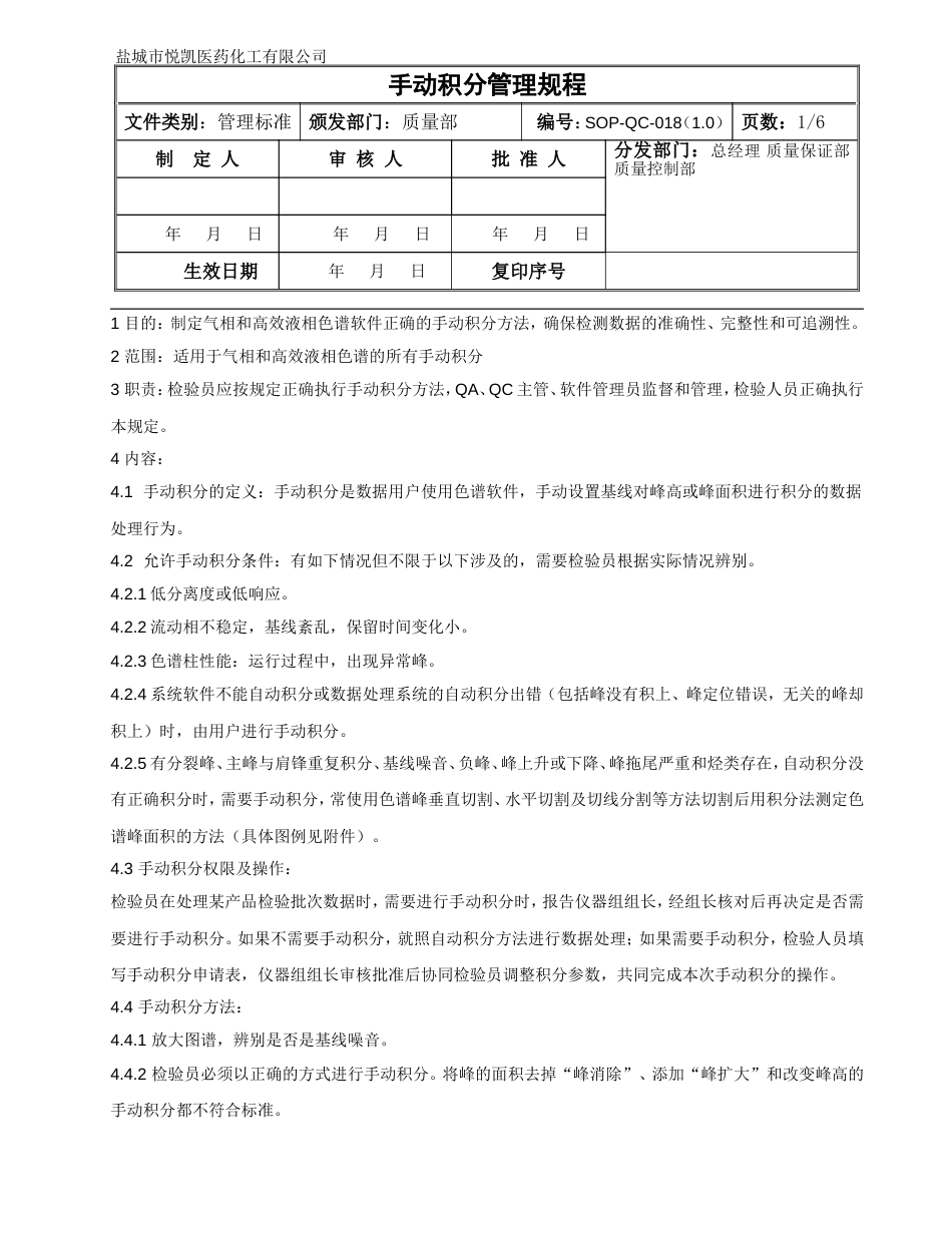 SOPQC018手动积分管理规程_第1页