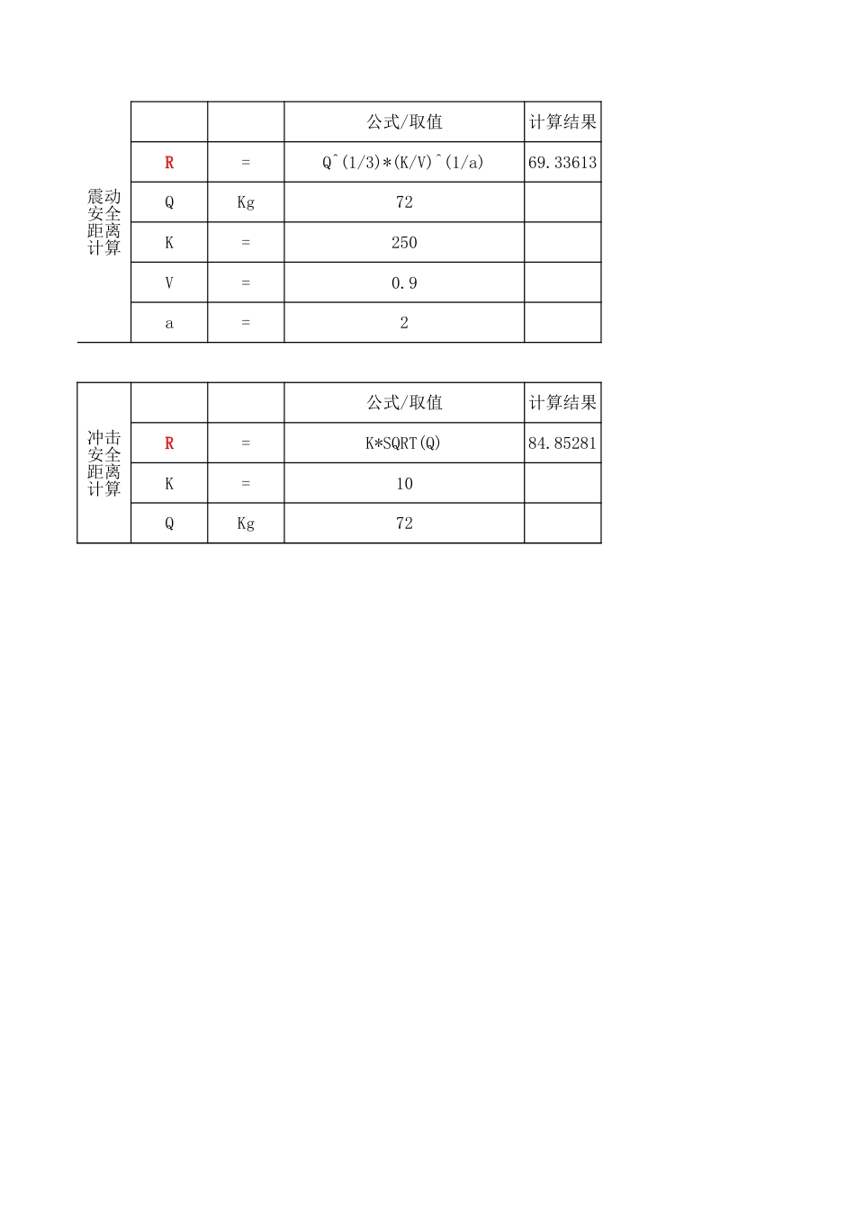 爆破安全距离公式计算(输入参数即可)[3页]_第1页