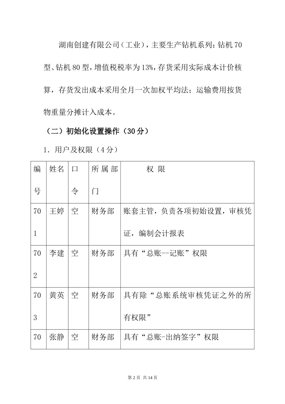 会计电算化技能抽考试卷(第七卷)_第2页