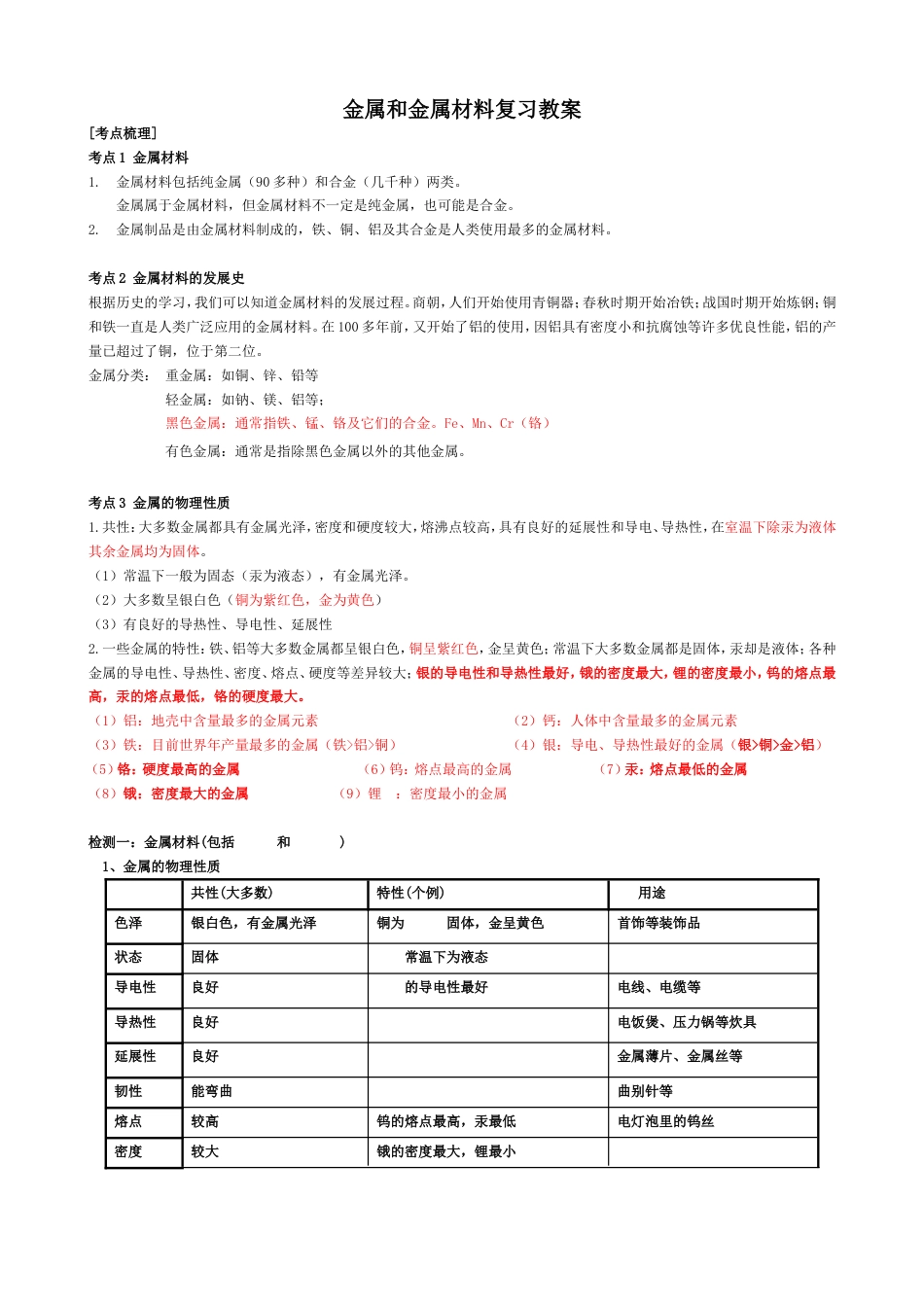 初中化学金属知识点总结[5页]_第1页