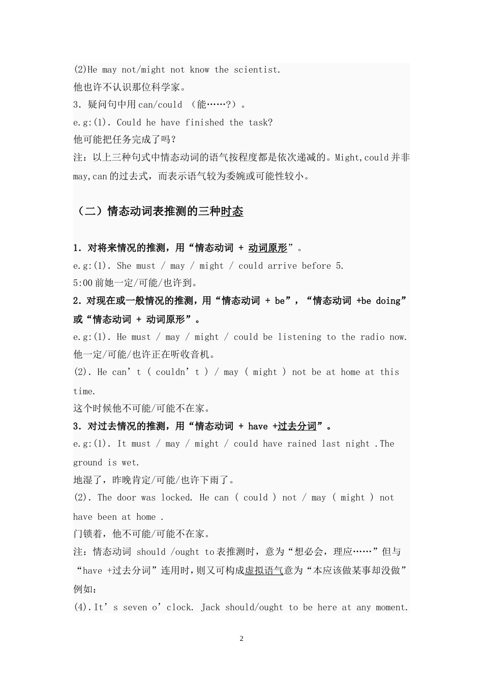 初中英语情态动词专项练习题[7页]_第2页