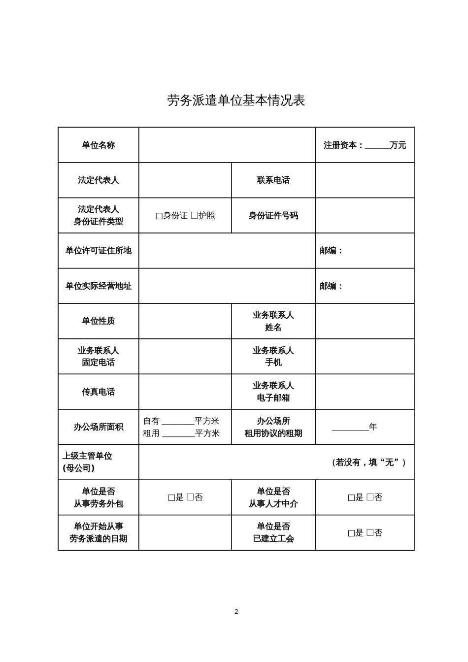 劳务派遣单位经营情况报告书示范文本_第2页