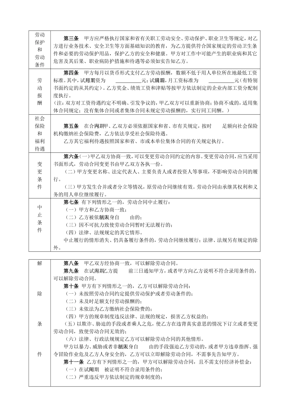 全日制用工使用劳动合同（范本）_第2页